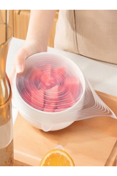 Special Action Set of 6 Freshness Preserving Silicone Lid Plates Pot Lid Silicone Bpa Free Unspecified White