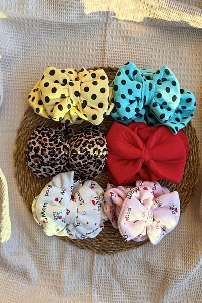 MASENKIDS Baby Bone Bandana Double Layer Bow Set of 6
