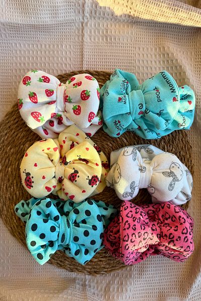 MASENKIDS Baby Bone Bandana Double Layer Bow Set of 6