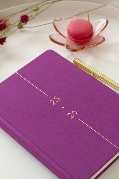 Matt Notebook 2025-2026 Α5 Λινό Ακαδημαϊκό Ατζέντα 15x21 cm - 17 Μηνιαίο Βιολετί