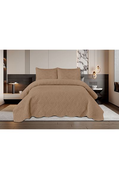 FIONNA.RO 3 Piece Velvet Duvet Cover Set - Light Beige