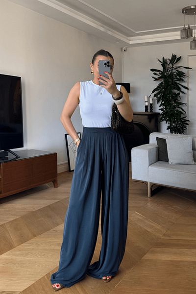 Tuba Butik Modal Pile Detailed Women's Trousers