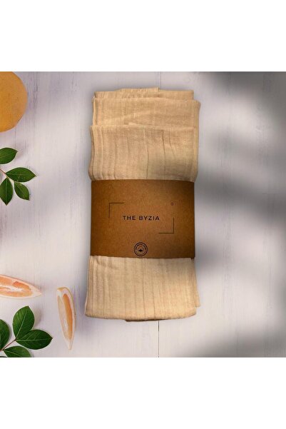 The Byzia 2-Piece Muslin Blanket Beige Color 100% Cotton Non-Irritating Surface