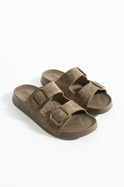 onexsports Men's Leather Double Striped Orthopedic Lightweight Comfortable Sole Stitched Stylish Out and Inside Men's Slippers