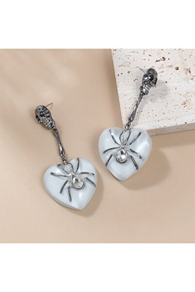 SF ACCESORİES Metal kafatası örümcek Dangle Post küpe