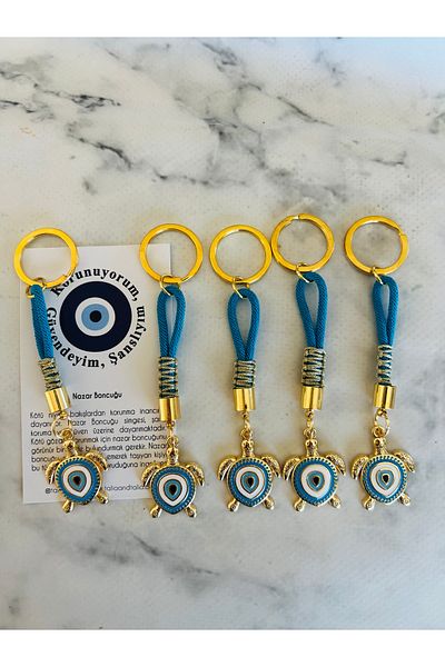Talia&Talia Gift Set of 5 Evil Eye Beaded Keychains - Turtle