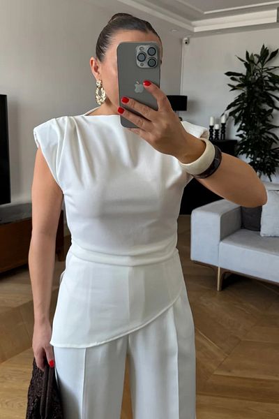 Tuba Butik Asymmetric Cut Padded Blouse