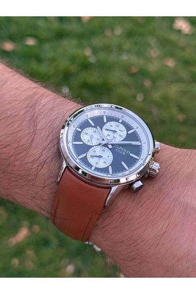 JG. Polo Club Jg.Polo Club Steel Case Cord Taba Color Silver Color Case Function Men's Watch