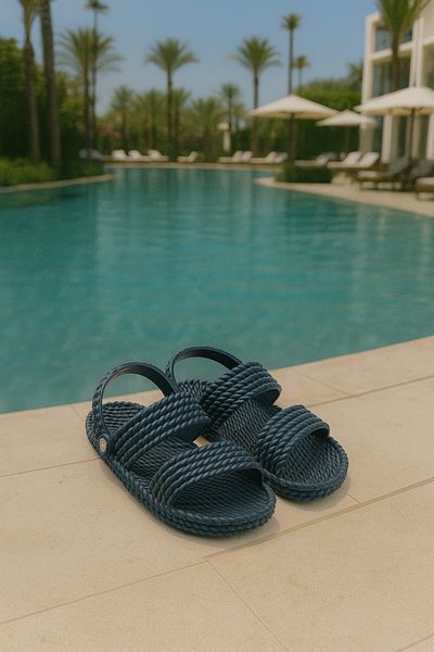 Behtah Kundura Summer Adjustable Straw Look Non-Slip Sole Slippers Balcony Pool Seaside Pool Daily Slippers