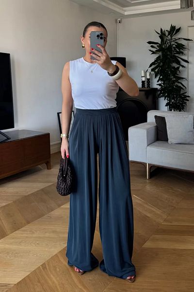 Tuba Butik Modal Pile Detailed Women's Trousers