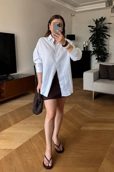Tuba Butik Linen Long Sleeve Women's Shirt