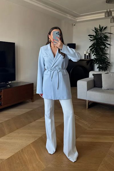 Tuba Butik Lacing Detailed Blazer Women's Jacket