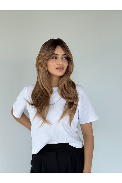 Fenomen Peruk Layered Cut Brown Ombre Vip Long Perçemli Wig