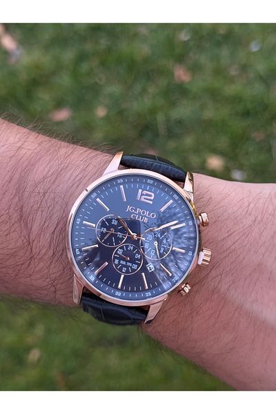 JG. Polo Club Jg.Polo Club Steel Case Leather Cord Black Color Function Men's Watch