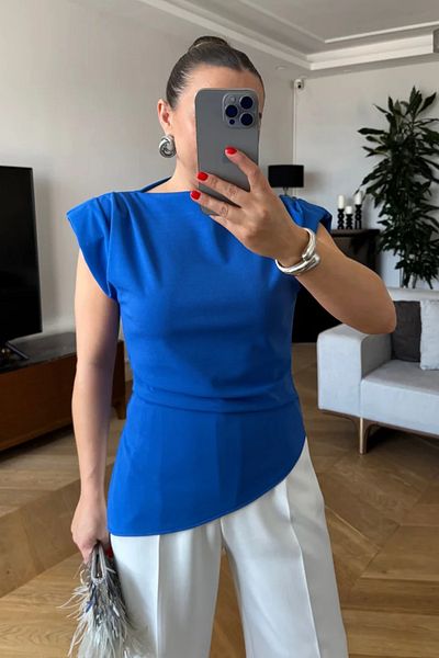 Tuba Butik Asymmetric Cut Padded Blouse