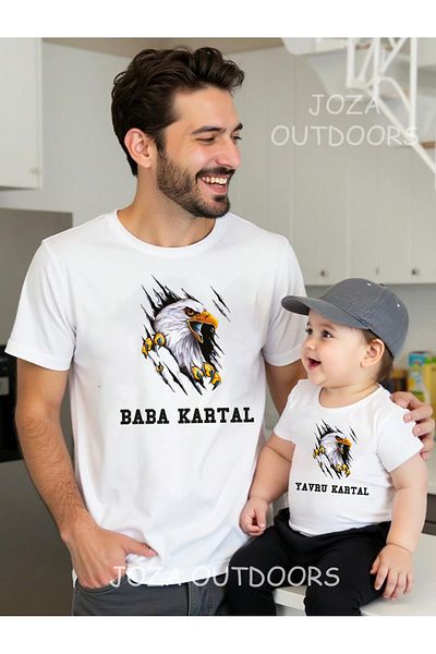 Jobia Outdoors Baby Eagle Front Printed Oversize Tshirt Father & Child Girl-Boy Combination (One Product Price)