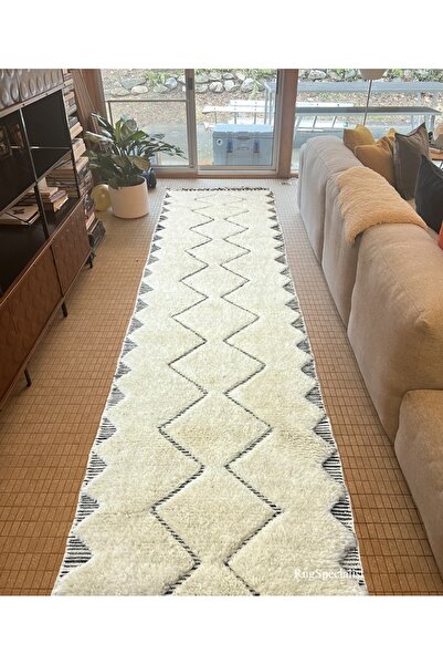 Tekin 85 x 370 cm El Dokuması Halı. Modern El Yapımı Halı. 100% Doğal Yün. Be...