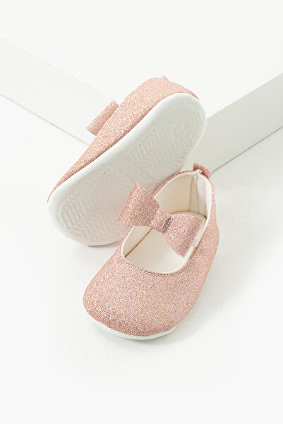 yummy kids First Step Non-Slip Sole Rubber Comfortable Glitter Bow Detailed Girls Ballerina Shoes Booties