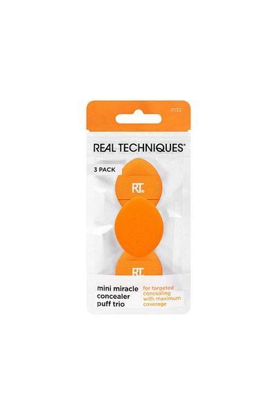 Real Techniques Mini Miracle Concealer Puff Trio Small Makeup Puff For Liquid & Cream Foundation 3Pc