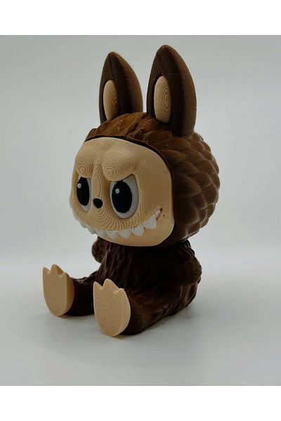 Cochines Sitting Labubu Figure - Brown Labubu Healthy Petg Material 3D Figure 9.5cm