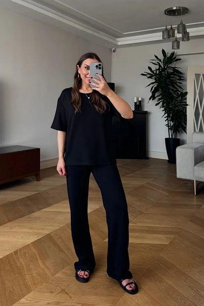 Tuba Butik Basic Tshirt Tracksuit Women's Set