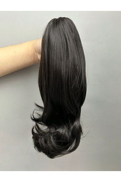 AKOLİFE Dark Brown Short Buckle Ponytail Hairpiece Toupees Hair - Human Hair Texture