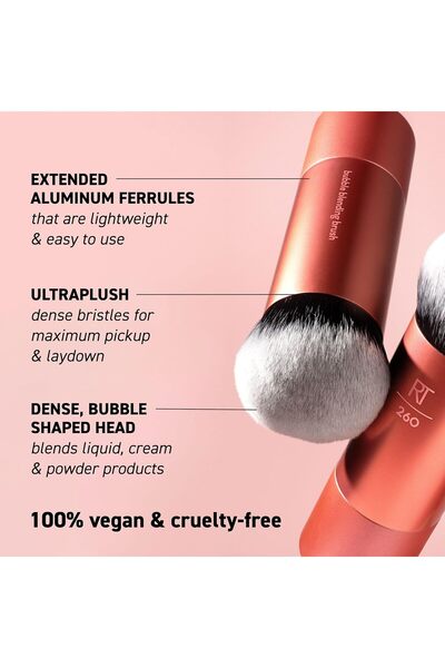 Real Techniques Bubble Blending Makeup Brush, Multipurpose Face Brush for Liquid, Cream & Powder 1Pc