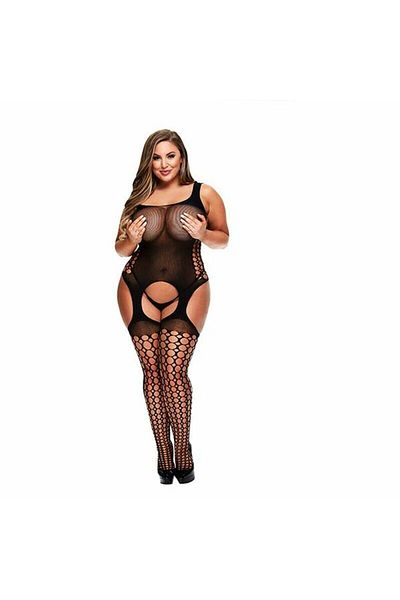 Baci Bodystocking with Garters, Baci, Queen Size, Black