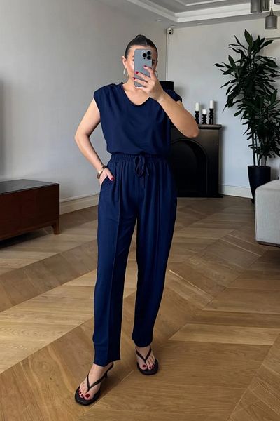 Tuba Butik Padded Blouse Trousers Women's Set