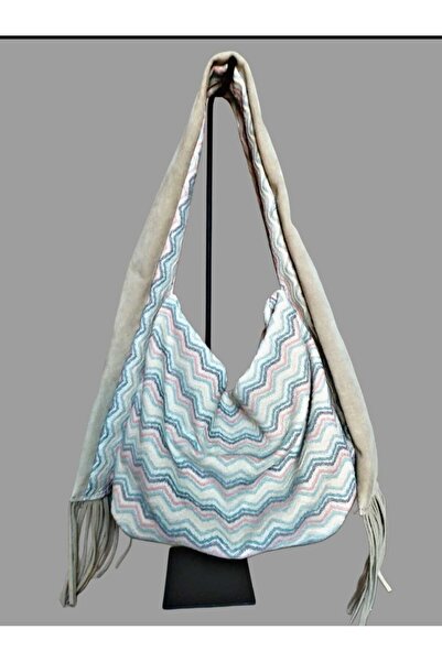 LUTVELIZADE Geantă de umăr Lütvelizade din piele de căprioară reală și țesută