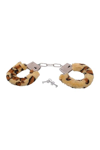 toyz4lovers Faux Fur Handcuffs, Leopard Pattern, Adjustable