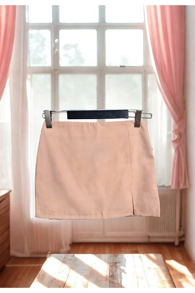 BUTİK MUSON Pastel Color Small Slit Mini Skirt