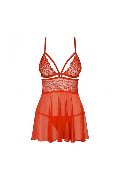 obsessive Babydoll and Thong, Obsessive, XXL, Red
