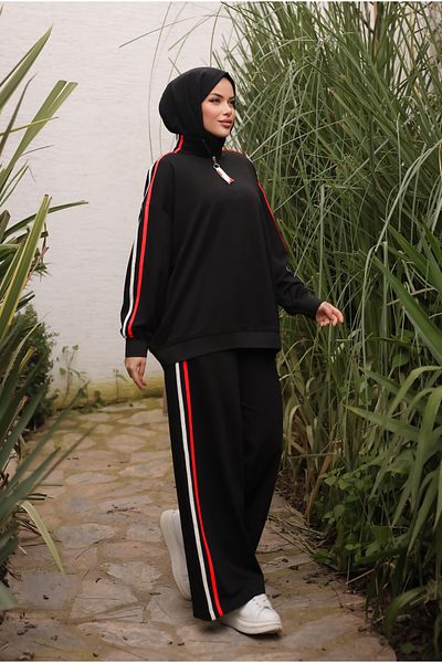 Ryzi Moda Women's Hijab Sports Tracksuit Set Zippered Collar