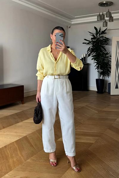 Tuba Butik Pleated Linen Women's Trousers