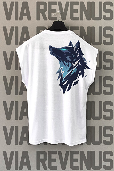 Vordevia Tricou sport cu mânecă zero cu imprimeu pe spate Wolf