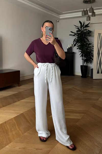 Tuba Butik Comfortable Cut Women's Trousers with Elastic Waist
