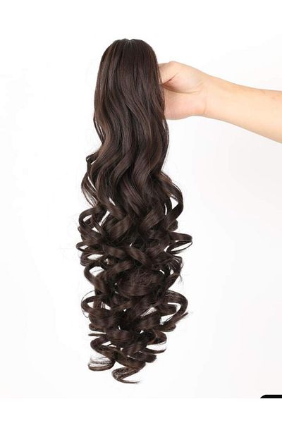 AKOLİFE Chocolate Brown Medium Size Buckled Ponytail Hairpiece with Bowl Fake Hair - Practical Ponytail Hair - 60cm