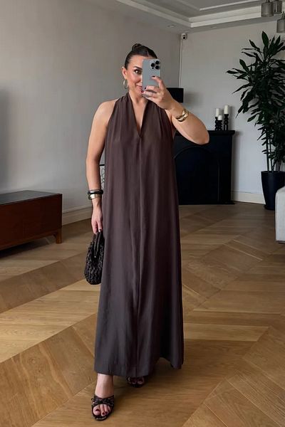Tuba Butik Back Low-cut Long Dress