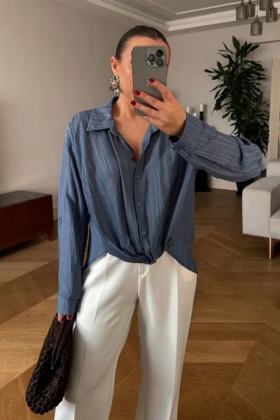 Tuba Butik Women's Shirt with Knot Detail