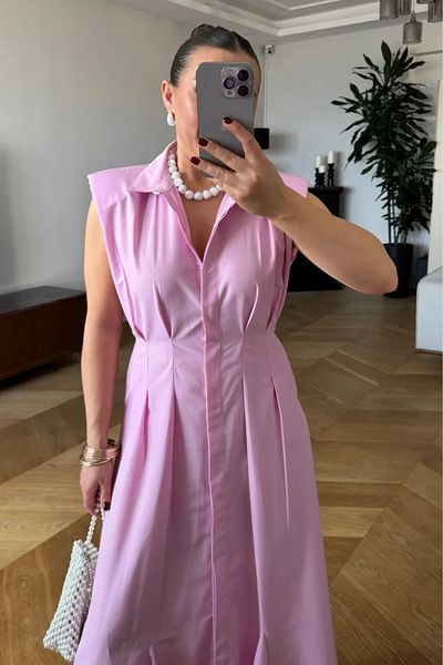 Tuba Butik Zero Sleeve Long Polin Dress