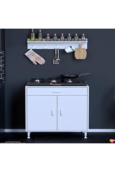 Modilayn Doqu Xxl Set Ocak Altı Dolabı 75x88x56 Cm Tüp Bölmeli Ve Üst Baharat Raflı