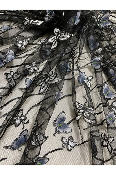 ELİTSEK 3 boyutlu kelebekli nakışlı brode kumaş