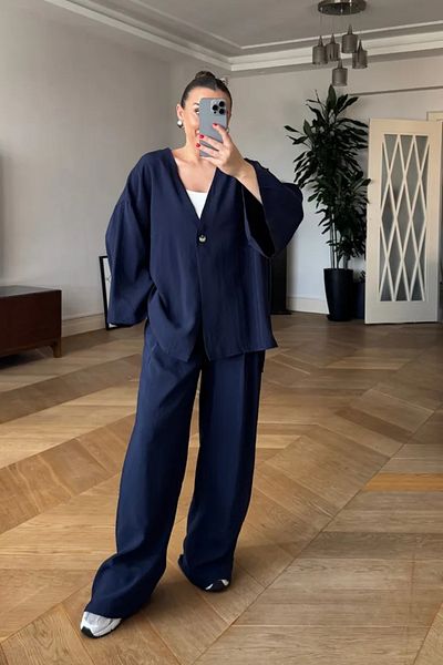 Tuba Butik Modal Overzise Shirt Pants Women's Set