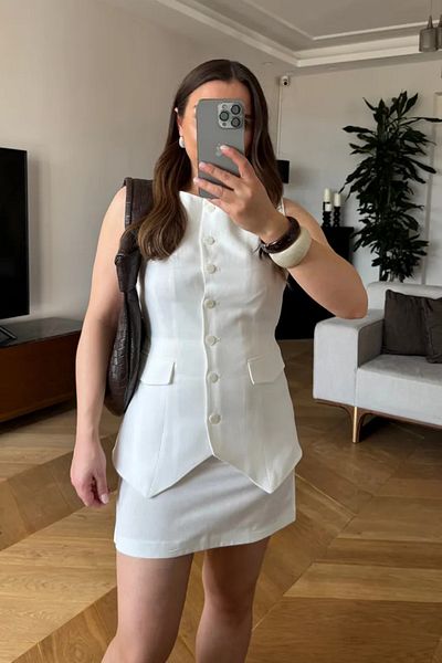 Tuba Butik Linen Mini Skirt