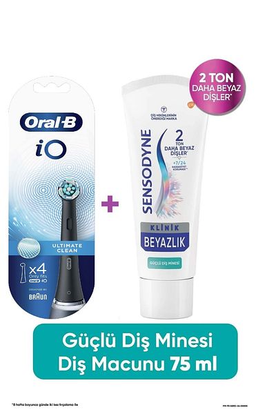 Sensodyne Clinic Whiteness Strong Dental Ore Toothpaste 75 ml + Io Ultimate Clean 4-Pack Black Toothbrush