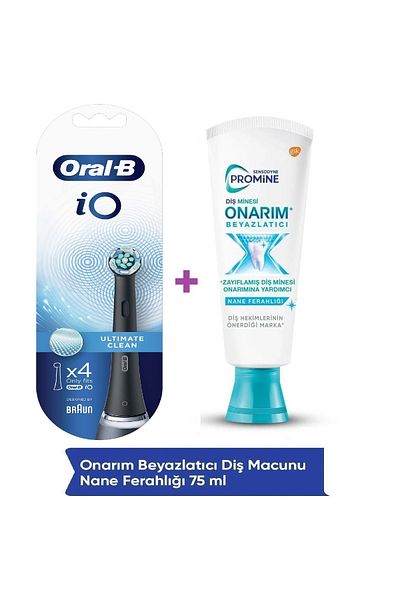 Sensodyne Promine Repair Whitening 75ml Toothpaste + Io Ultimate Clean 4-Pack Black Toothbrush