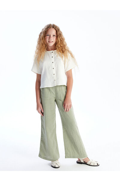 LC Waikiki Lcw Kids Khaki Elastic Waist Muslin Girls' Trousers