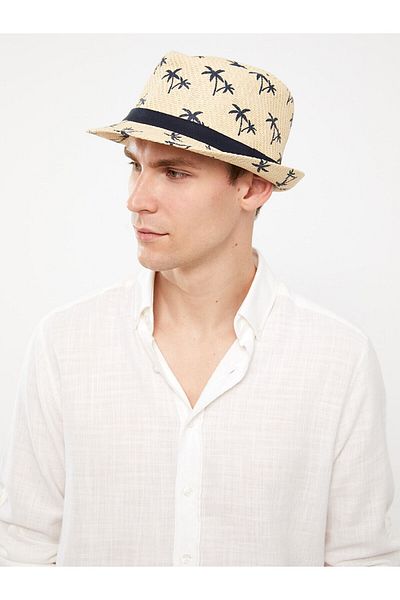 LC Waikiki Printed Men's Straw Fedora Hat