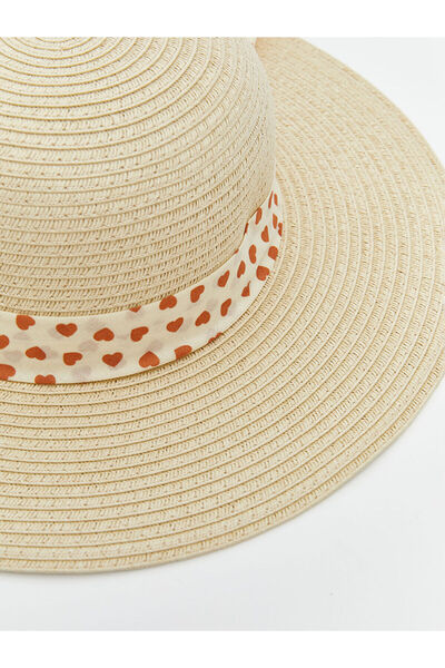 LC Waikiki New Season Heart Patterned Straw Girl's Hat - S5I207Z4